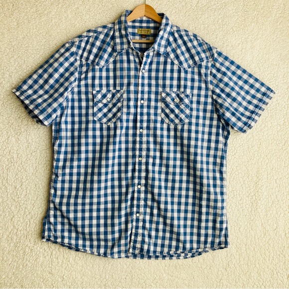 Sonoma Men's blue and white checked collared button down shirt, Sz XL - Picture 3 of 14